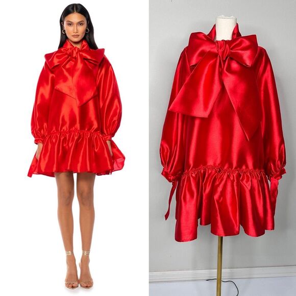 Akira Puff Sleeve Drop Waist Mini Red Dress S Holiday Party Christmas Coquette - Picture 1 of 16